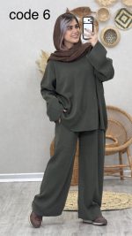 ست بلوز و شلوار بافت مدل صدف کد 08887 - Image 7