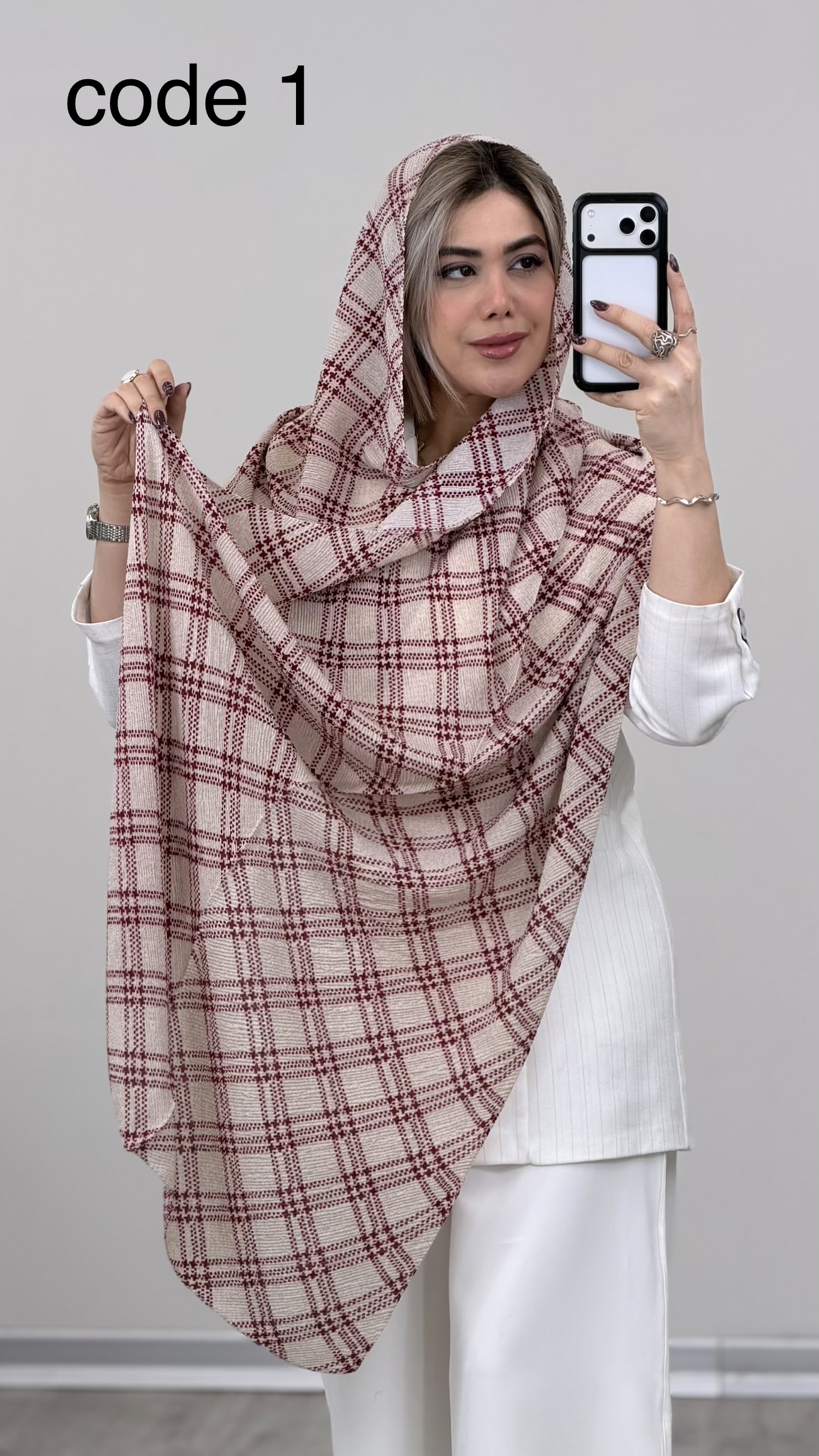 IMG_1123 شال طرحدار کد 0357 - Image 1