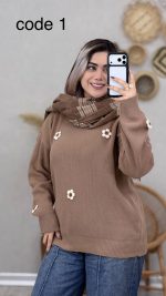 بلوز بافت طرح گل کد 08965 - Image 4