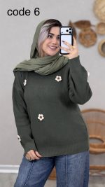 بلوز بافت طرح گل کد 08965 - Image 5