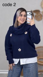 بلوز بافت طرح گل کد 08965 - Image 8