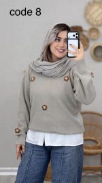 بلوز بافت طرح گل کد 08965 - Image 7