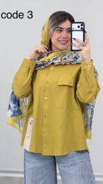 مانتو لینن طرح گل کد 09103 B-16