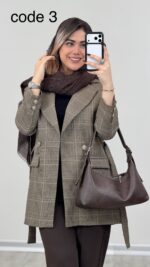 کت کمربند دار مدل آذین کد09086 A-3