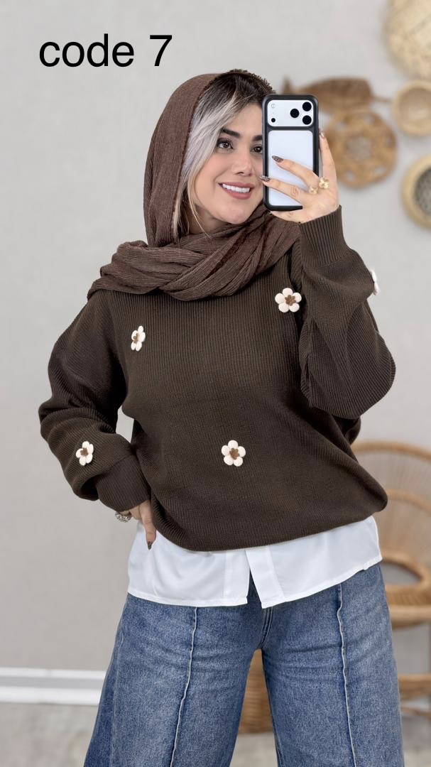 b5c92453-d9f0-4140-b6bd-534f3d9ccd44 بلوز بافت طرح گل کد 08965 - Image 1