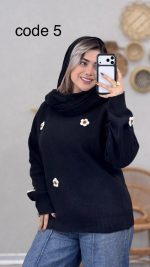 بلوز بافت طرح گل کد 08965 - Image 2
