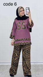 بلوز و شلوار طرح پلنگی کد 09211 B-17 - Image 2