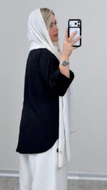 شومیز یقه سفید نگین دار کد 09207 B-17 - Image 5