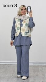 شومیز + جلیقه + شلوار مدل ترنم کد 09195 A-12 - Image 3
