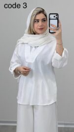 شومیز یقه سفید نگین دار کد 09207 B-17 - Image 3