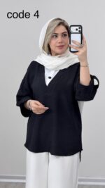 شومیز یقه سفید نگین دار کد 09207 B-17 - Image 4