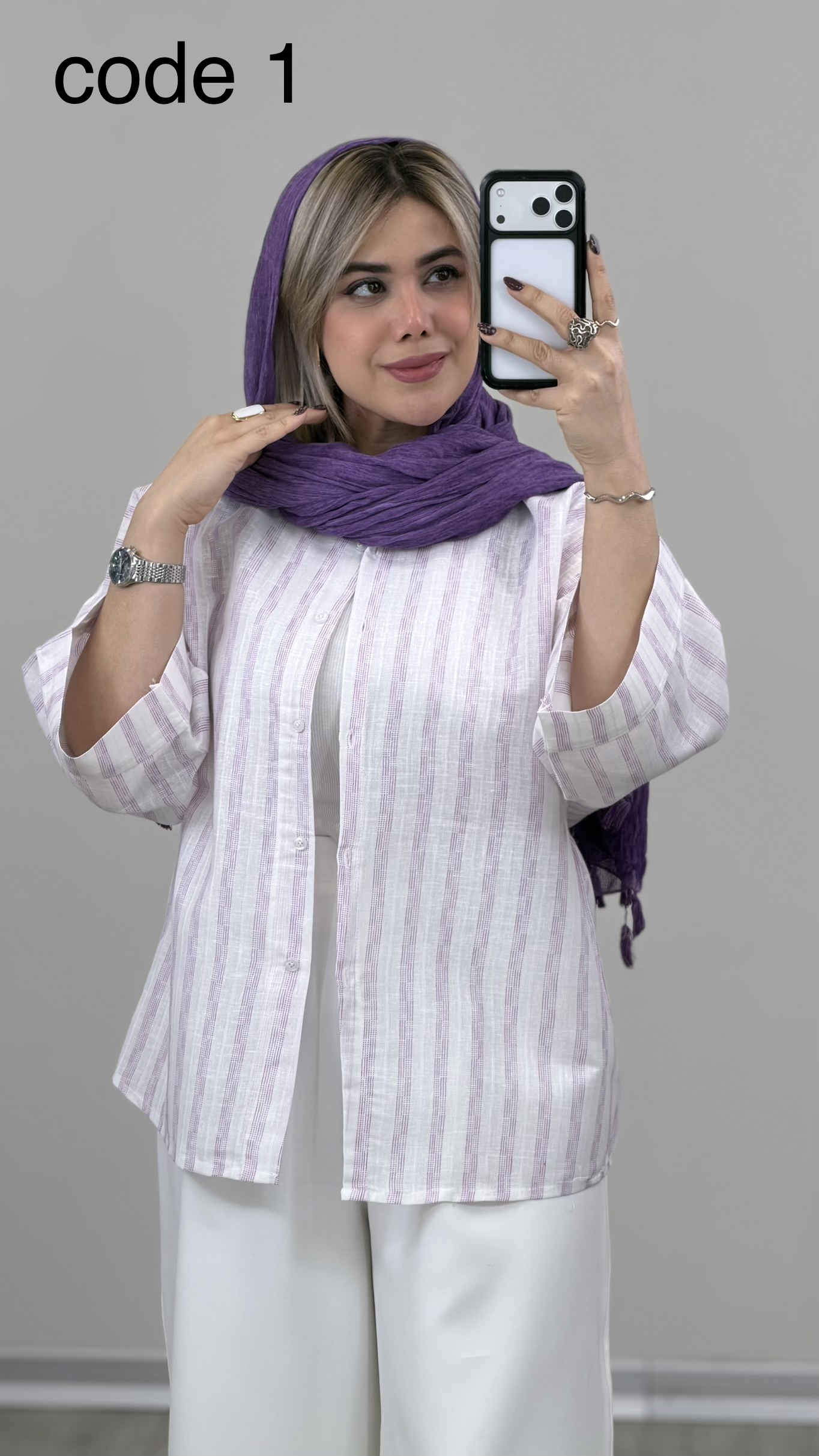 IMG_1274 شومیز راه راه کد 09383 A-22 - Image 1
