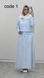 کت و دامن لینن مدل مهنا کد 09377 A-7 - Image 4