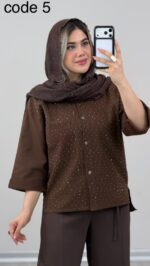 شومیز لینن نگینی کد 09858 B-15 - Image 5
