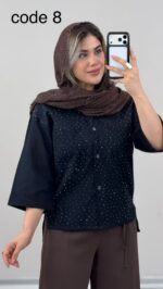 شومیز لینن نگینی کد 09858 B-15 - Image 3
