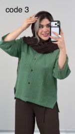 شومیز لینن نگینی کد 09858 B-15 - Image 4