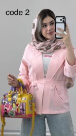 کت لینن کمربند دار کد 09889 A-12 - Image 5