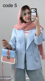 کت لینن کمربند دار کد 09889 A-12 - Image 6
