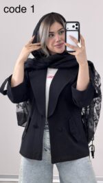 کت لینن کمربند دار کد 09889 A-12 - Image 2