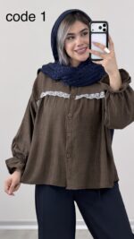 شومیز جلو گیپور کد 09877 A-12 - Image 9