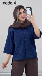 شومیز لینن نگینی کد 09858 B-15