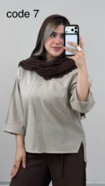 شومیز لینن نگینی کد 09858 B-15 - Image 8