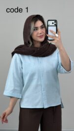 شومیز لینن نگینی کد 09858 B-15 - Image 10