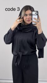شومیز ساتن گره ای کد 09983 B-16 - Image 2