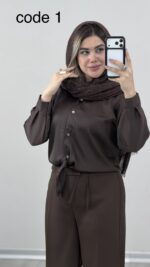 شومیز ساتن گره ای کد 09983 B-16 - Image 3