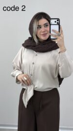 شومیز ساتن گره ای کد 09983 B-16 - Image 4