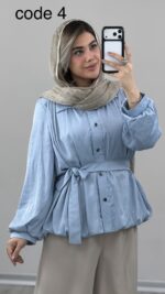 شومیز مزونی کمربند دار کد 09997 A-16 - Image 2