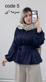 شومیز مزونی کمربند دار کد 09997 A-16 - Image 3