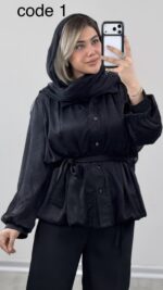 شومیز مزونی کمربند دار کد 09997 A-16 - Image 4