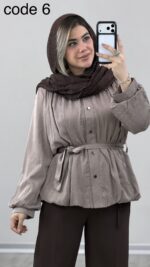شومیز مزونی کمربند دار کد 09997 A-16 - Image 6