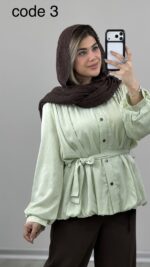 شومیز مزونی کمربند دار کد 09997 A-16 - Image 5