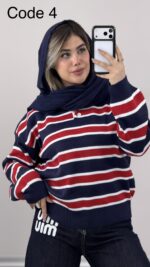بلوز بافت یقه شکاری کد 010036 B-12 - Image 7
