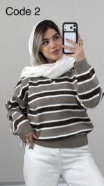 بلوز بافت یقه شکاری کد 010036 B-12 - Image 2
