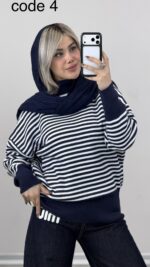 بافت یقه اسکی راه راه کد 010255 B-7 - Image 3