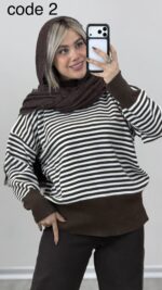 بافت یقه اسکی راه راه کد 010255 B-7