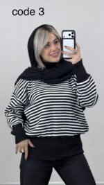 بافت یقه اسکی راه راه کد 010255 B-7 - Image 4