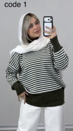 بافت یقه اسکی راه راه کد 010255 B-7 - Image 5