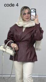 کاپشن چرم کمر کش کد 010330 B-15