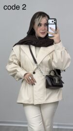 کاپشن چرم کمر کش کد 010330 B-15 - Image 4